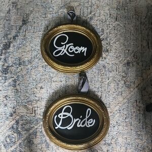 Gold and Black Bride and Groom Wall Decor